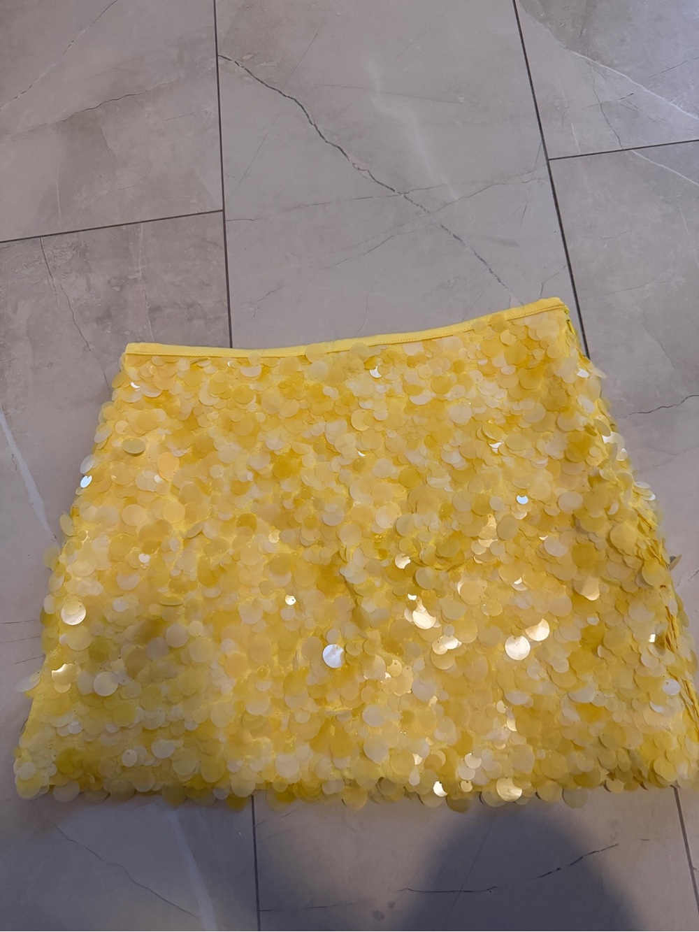 Zara Yellow Sequin Mini Skirt